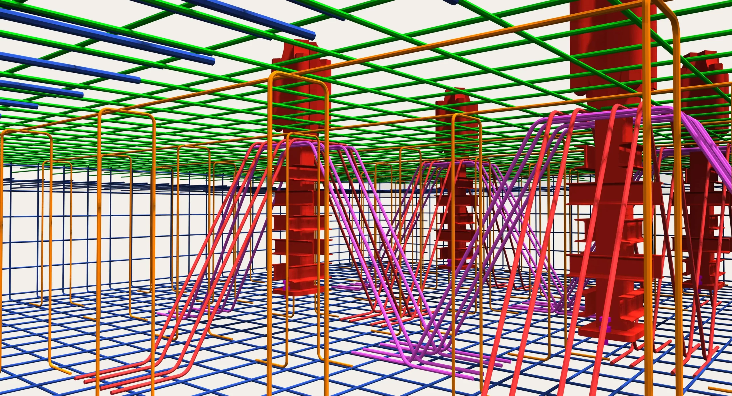 Rebar plan of footing of Tower Crane in 3D